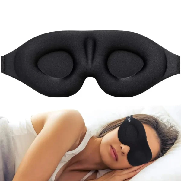 Padded Sleeping Light Blocking Eye Mask designed for deeper rest, full blackout comfort, and pressure‑free wear. Ideal for travel, naps, and nightly relaxation.